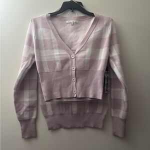 Plaid Pink Cardigan Sweater & Skirt